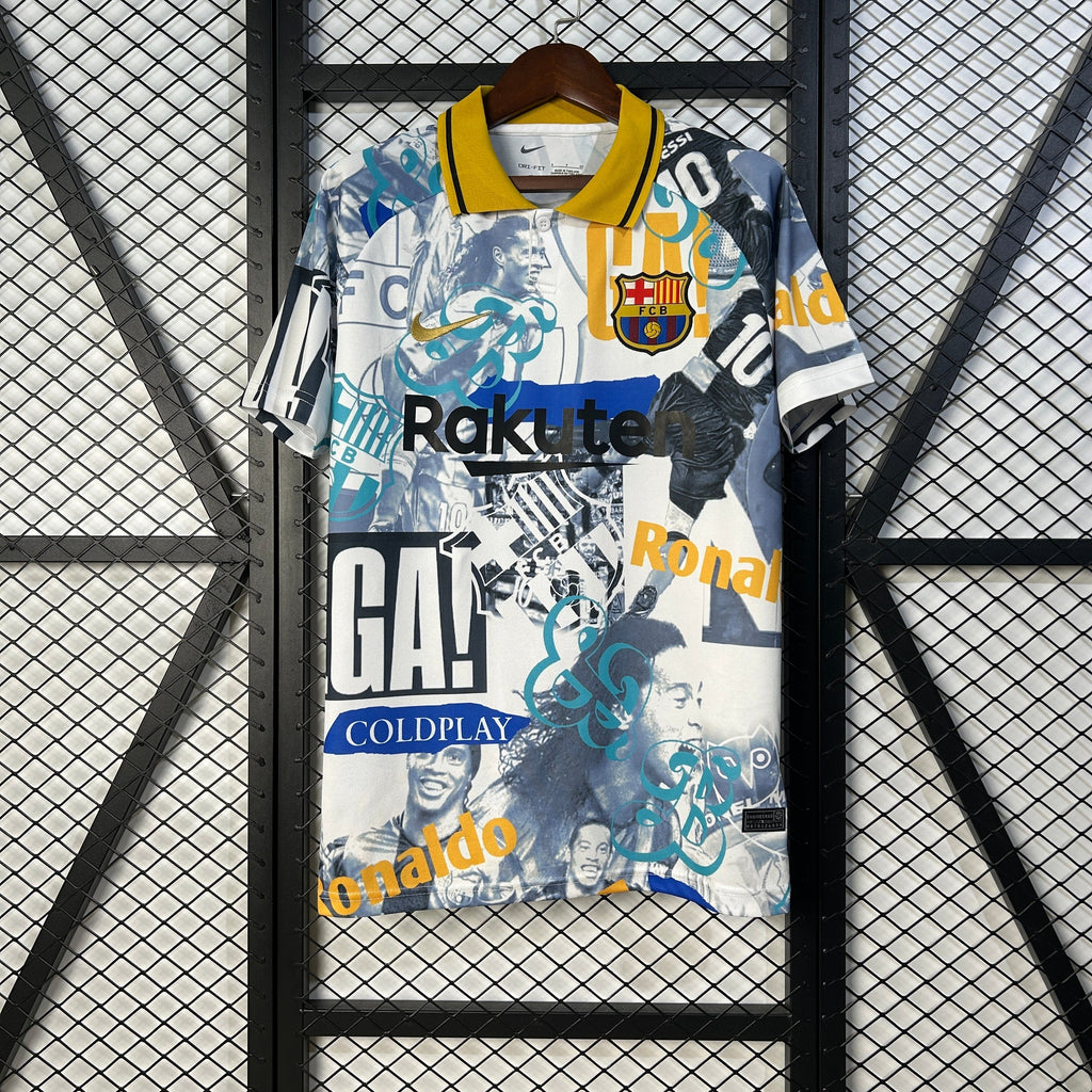 🔵🔴 FC Barcelona Retro Collage Jersey (Legends Edition)