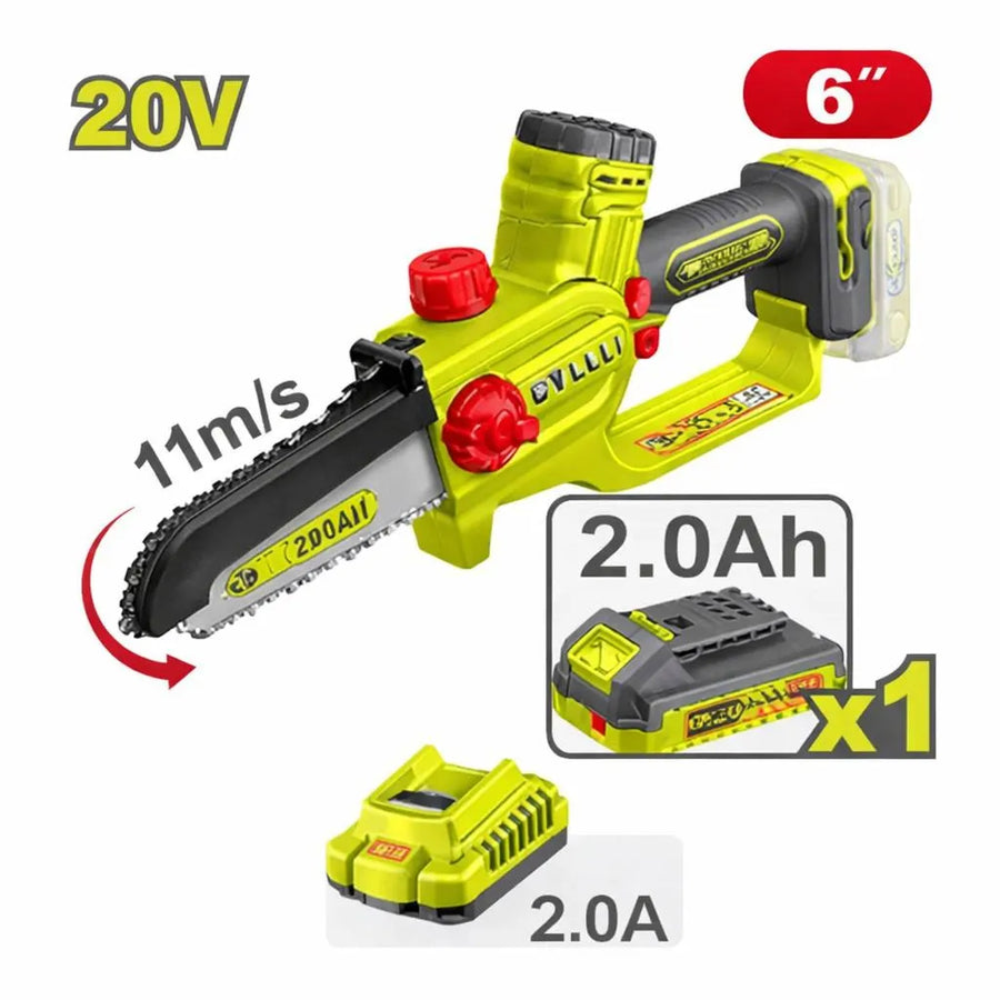 6" (15 cm) Li-Ion 20V / 1×2.0Ah Mini Chainsaw DYLLU DTCLP562